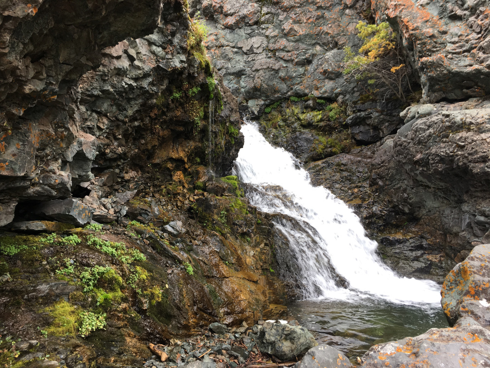 A closer view of the waterfall itself