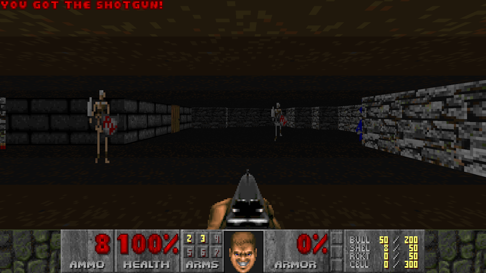 Doomguy wields a shotgun in the start level from Rovgend&rsquo;s Labyrinth